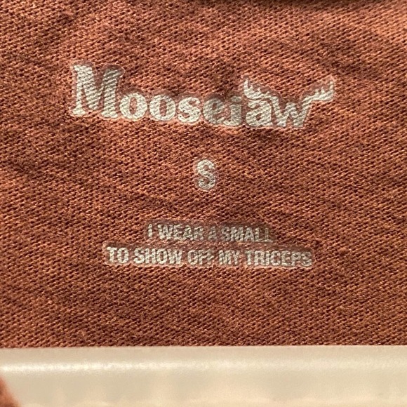 Small brown Moosejaw Mountaineering t-shirt with sunset - Picture 3 of 5